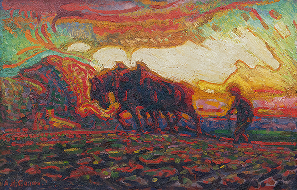 ADRIAAN HERMAN GOUWE (1875-1965)  Farmer Ploughing (CA.1910)